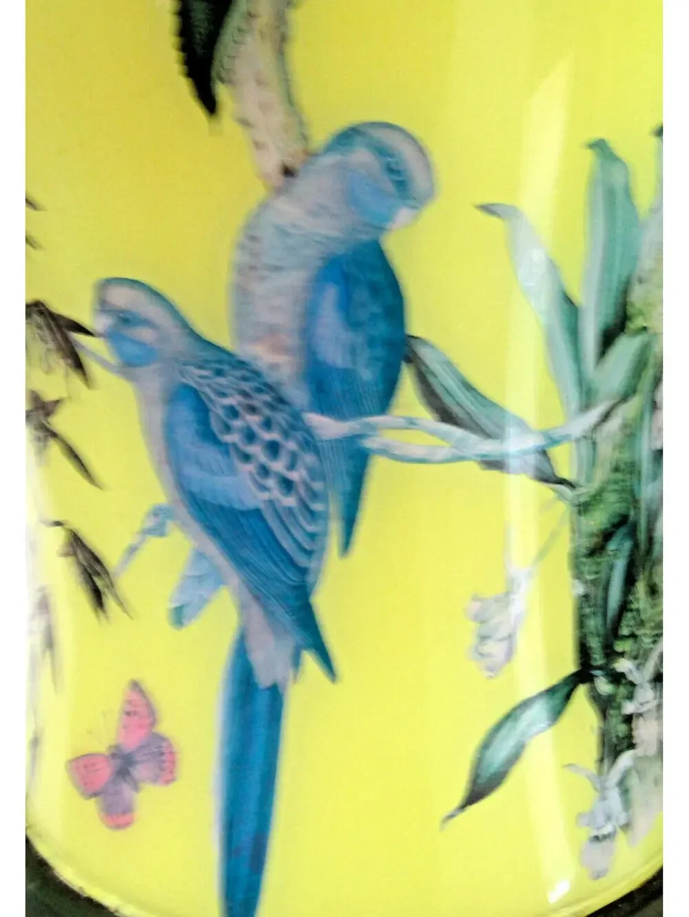 Pair of English Mid-Century Palm Beach Reverse Decoupage Botanical Table Lamps